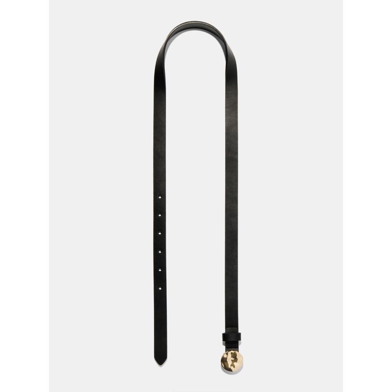 Veronika Maine Hammered Disk Skinny Leather Belt image number 1